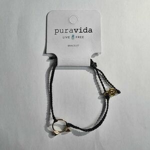 Pura Vida Black Cord Bracelet with Gold Charm